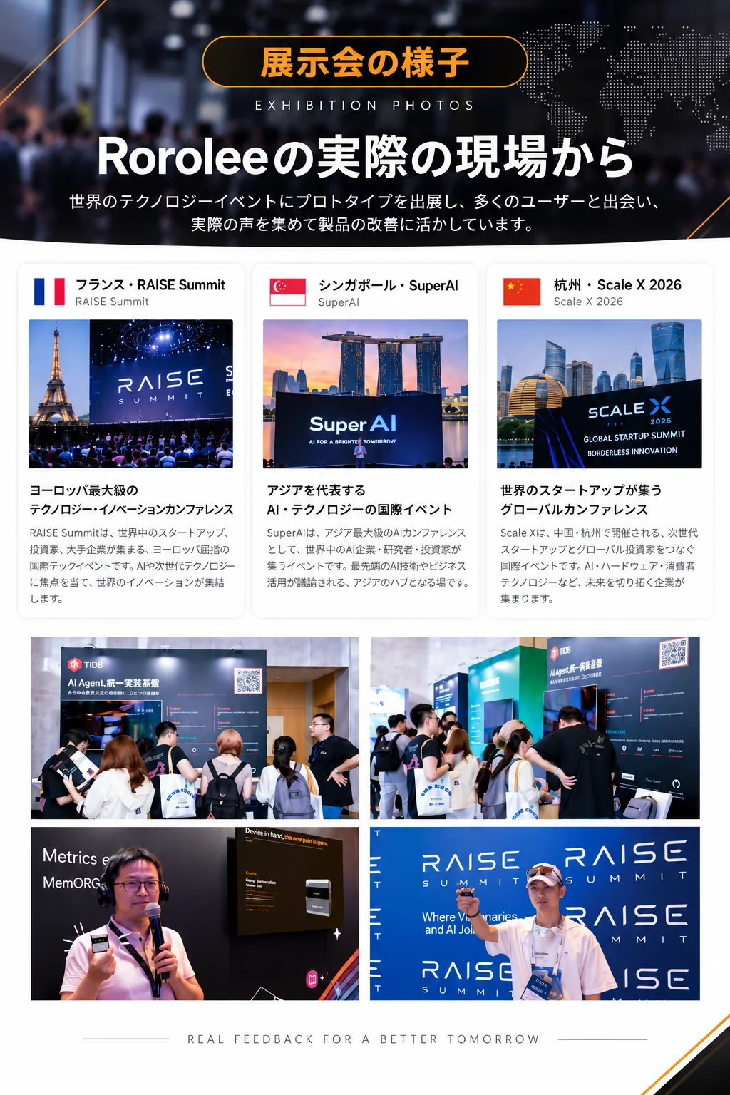 世界のテクノロジーイベントで展示されたRoroLeeの様子